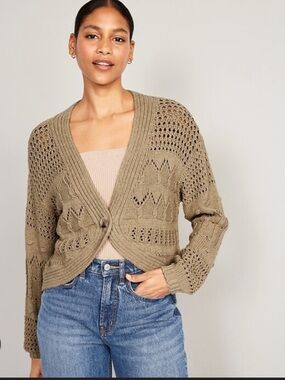 Old Navy Tan Open-Knit Cardigan